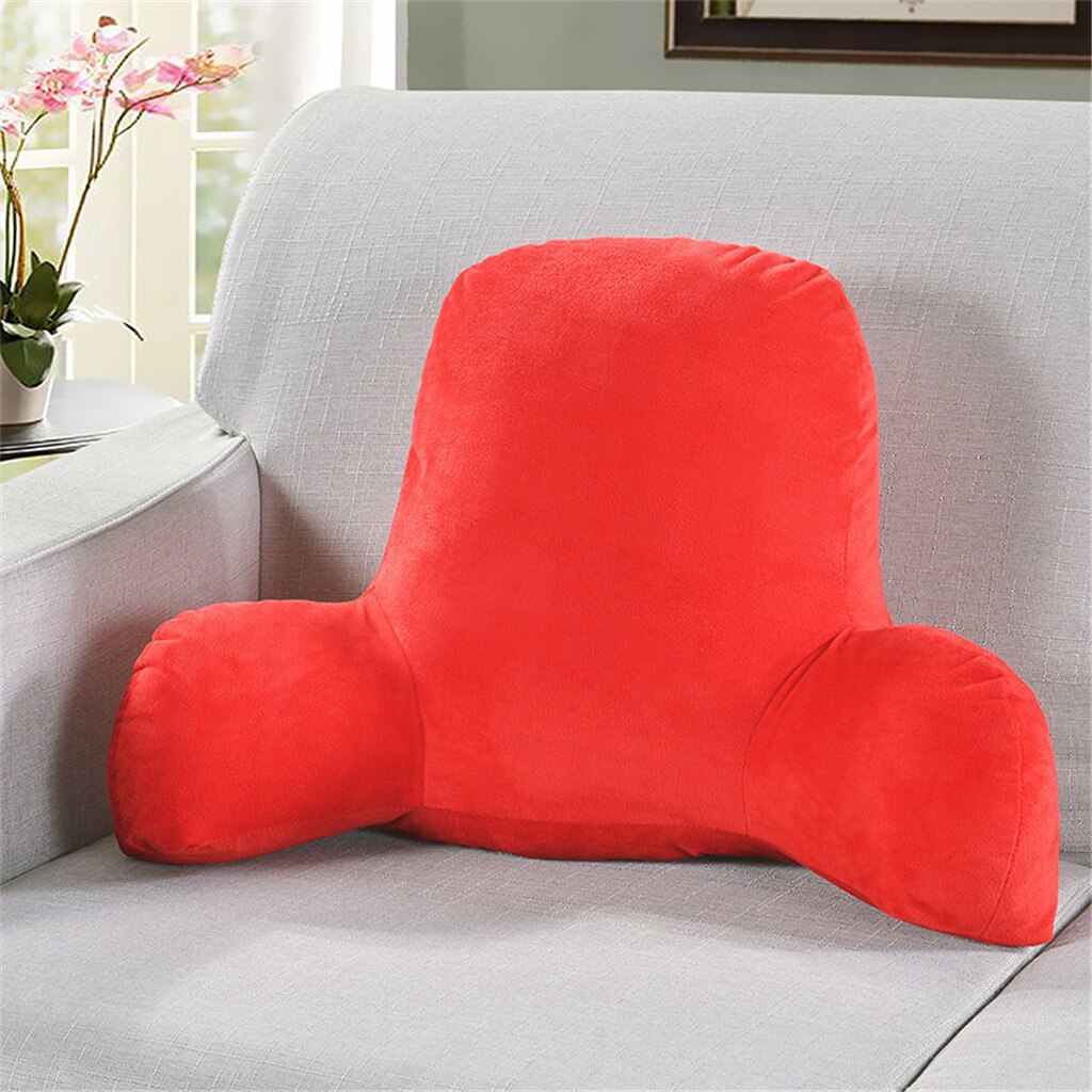 Thicked 100% Cushion Lumbar Back Support Chair Cushion With Arms Back Pillow Bed Plush Big Backrest Reading Rest Pillow: Red