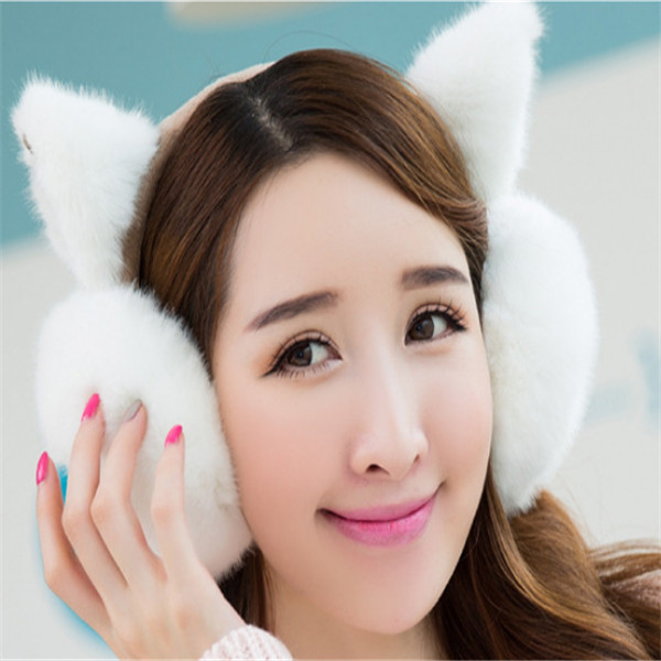 Solid Earlap Faux Fur Winter Warmer Big Earmuffs Thicken Plush Fluffy Ear Muffs Winter Ladies Cute Earmuffs: White