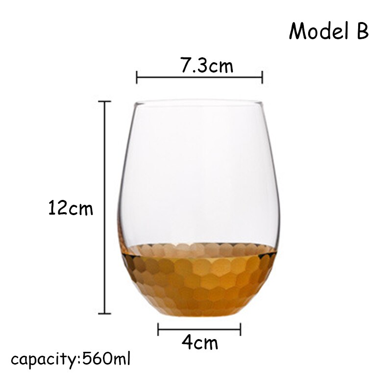 Whisky kop te krus tazas glas caneca kop gennemsigtig gylden bund glas krystal kop rejse krus stor rund mund kop sæt 1 stk: Model b