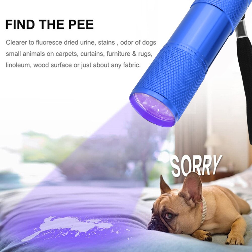 9LED UV Lamp Mini Portable Flashlight Purple Light 395nm Backlight Ultraviolet Torch powerful UV flashlight Torch Detector Lamp