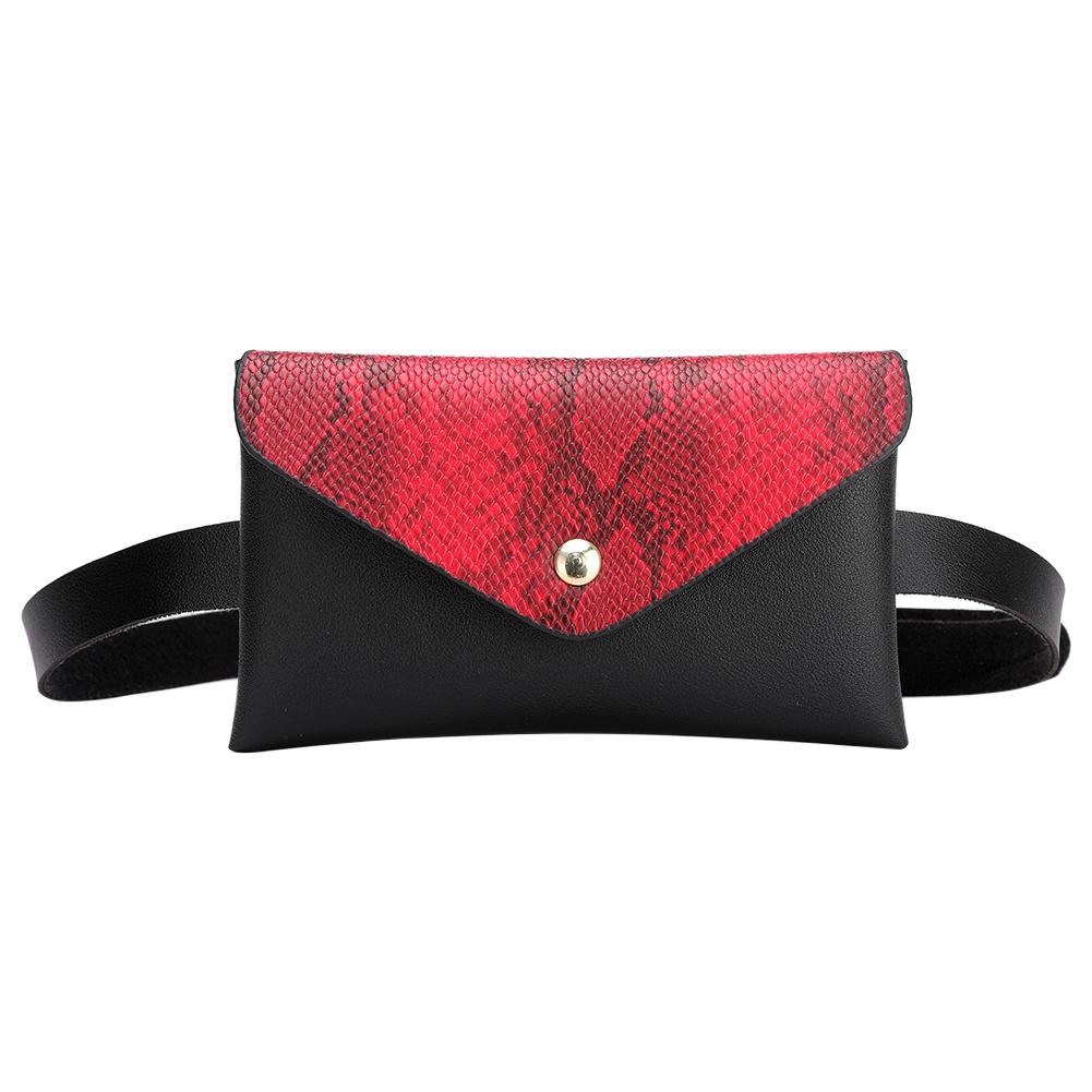 Schlange aufbringen Schulter Taille Taschen fanny Gürtel Packungen Telefon Beutel Frauen Klappe PU Leder Crossbody lässig Bote Brust Taschen: Rot