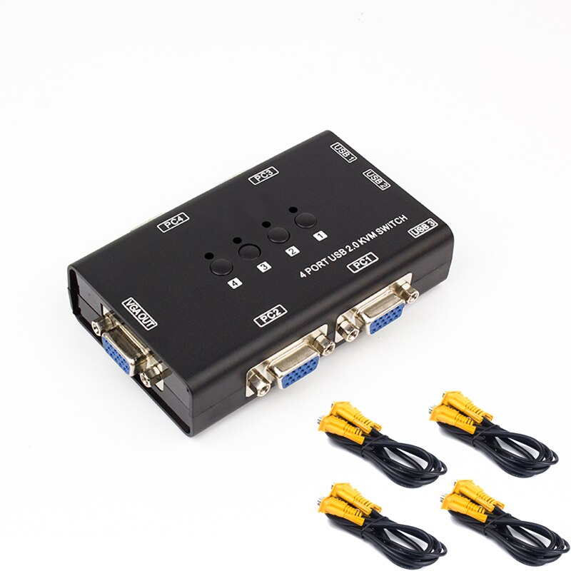 kvm Switch 4 Port Manual USB VGA Converter For four Computers Share A Set Of Mouse Keyboard And Monitor Send original cable