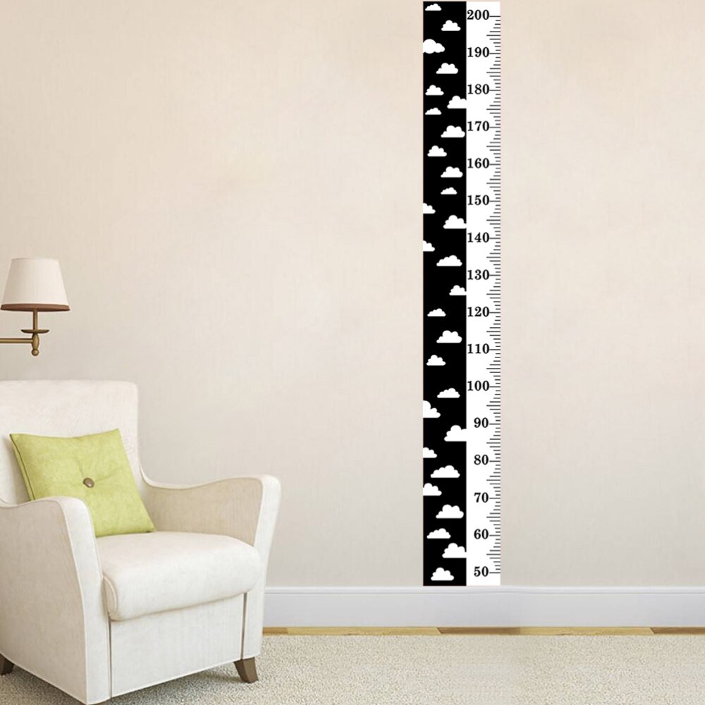 Wall Ruler Growth Chart Height Growth Chart Wood and Canvas Baby Growth Chart for Nurseries Bedrooms Wall Decor - White Cloud (S