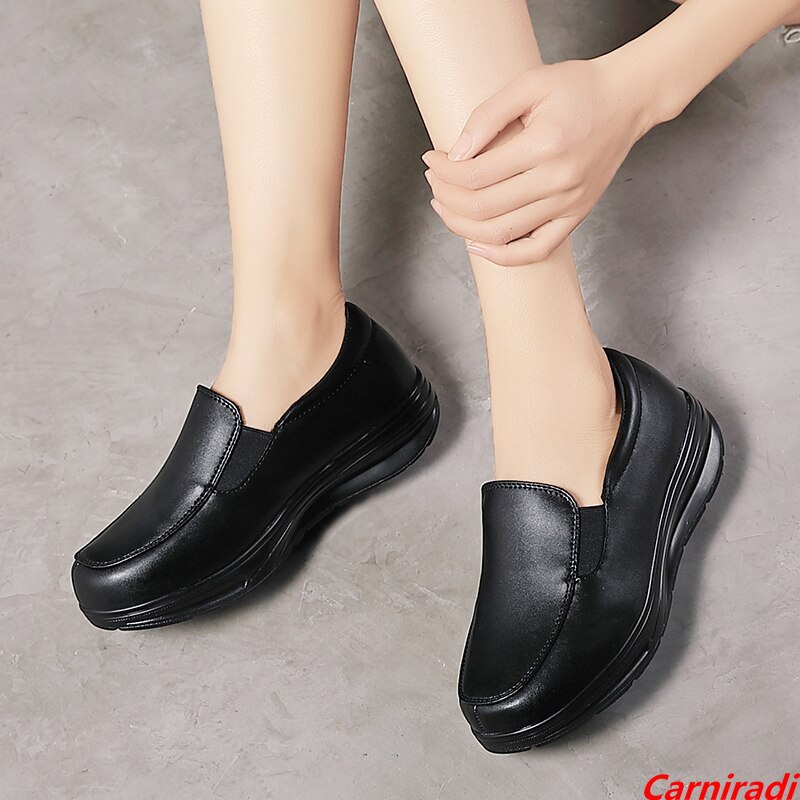 Chaussures à coussin d'air en cuir pour femmes, baskets confortables et imperméables à semelles antidérapantes pour la marche