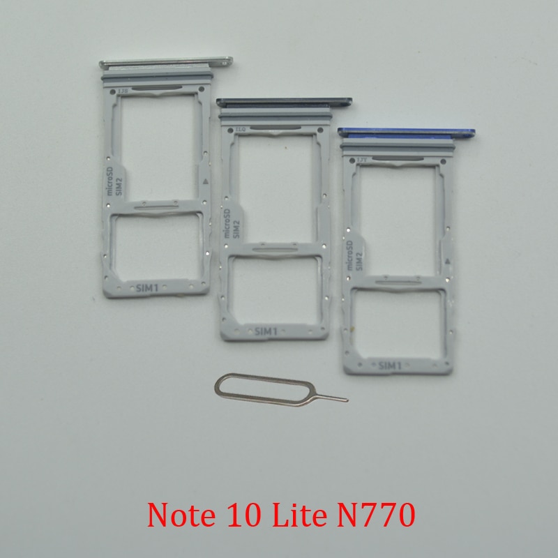 Sim Tray SD Card Holder For Samsung Galaxy Note 10 Lite Plus Original Phone Housing SIM Chip Card Adapter Slot + Pin