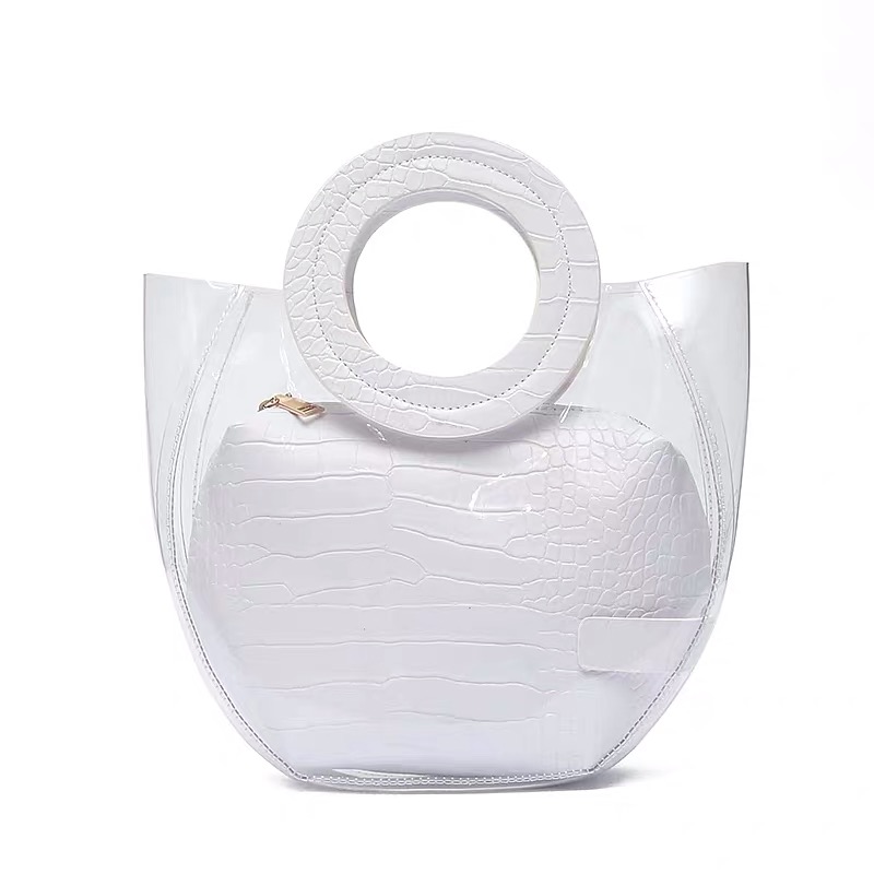 Frauen Handtaschen Transparent Gelee Beutel Frauen Eimer Neue Frauen Strand Taschen Dame Schöne Totes Mädchen Bolsa: WHITE