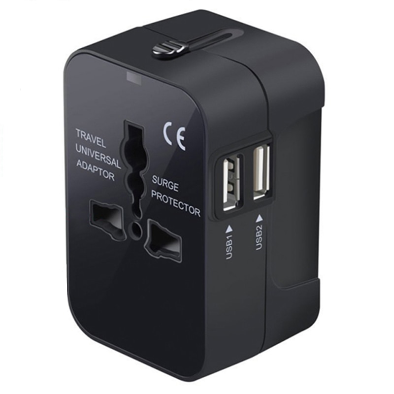 Alle in Een Internationale Plug Adapter Wereld Universal Travel Adapter Met Dual USB Converter Muur Plug Power