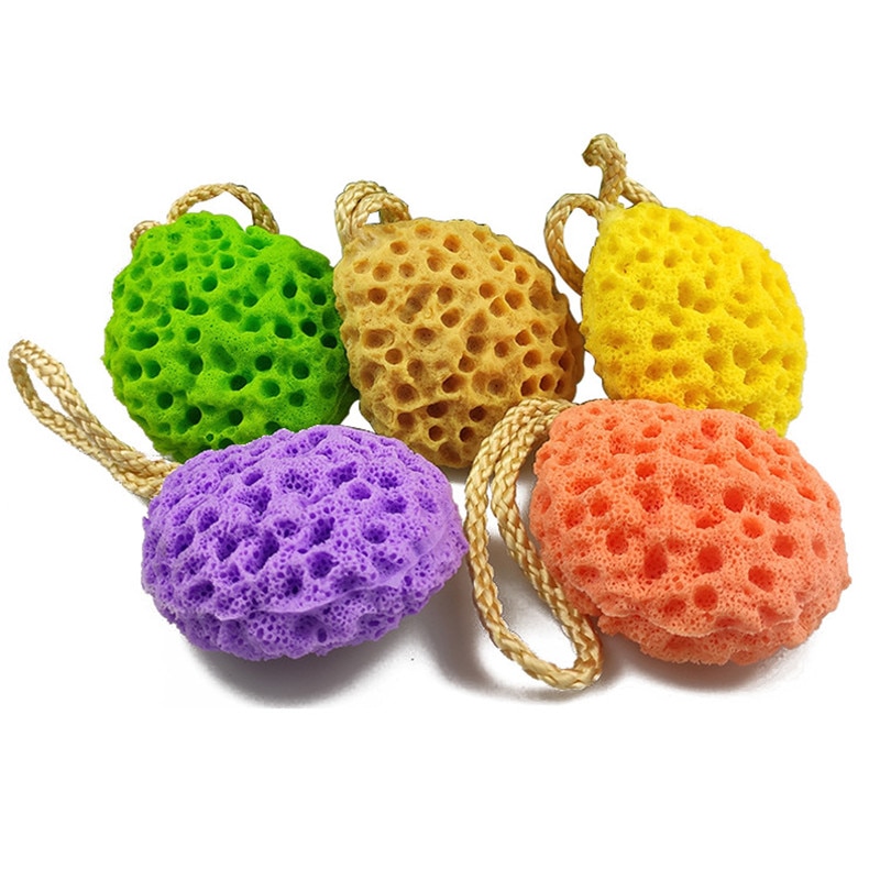 Pelota de baño suave en forma de panal con gotas de agua, esponja para ducha, frotar cuerpo, cepillos de baño para niños y adultos, suministros para Baño