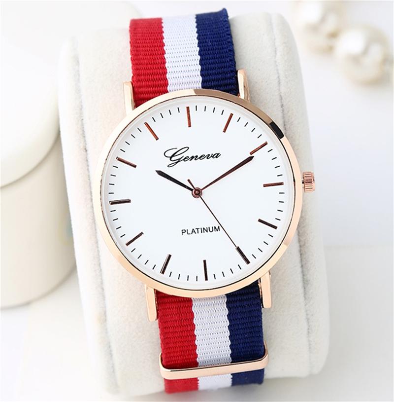 Drapeau En Nylon Bracelet Montre Femmes style Simple or boîtier quartz montres hommes unisexe montre-bracelet décontracté zegarki damassé reloje