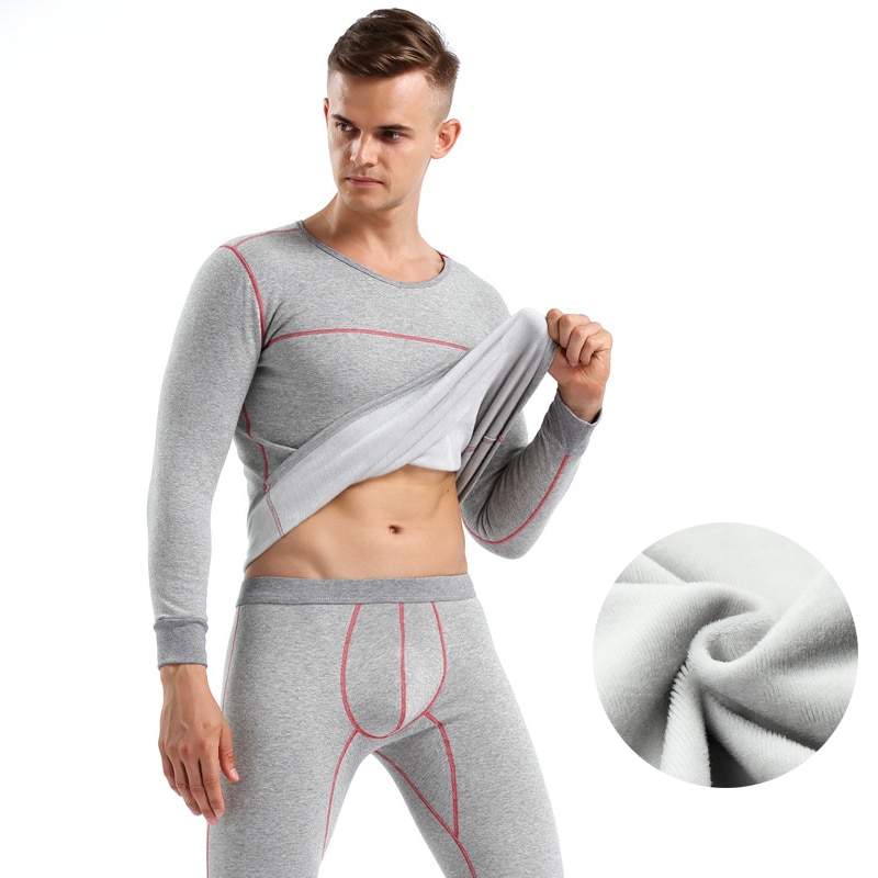 Conjunto de ropa interior térmica de invierno para hombre, Calzoncillos largos de algodón, ropa interior gruesa de terciopelo, ropa térmica de M-XXL
