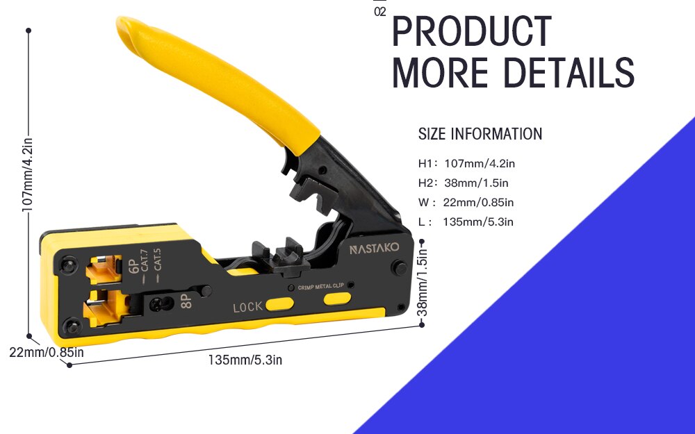 RJ45 Crimp Tool Passeren Cutter Cat6 Cat5 Cat5e 8P8C Modulaire Connectoren Alle-In-een Draad Network Tool kabel Crimper