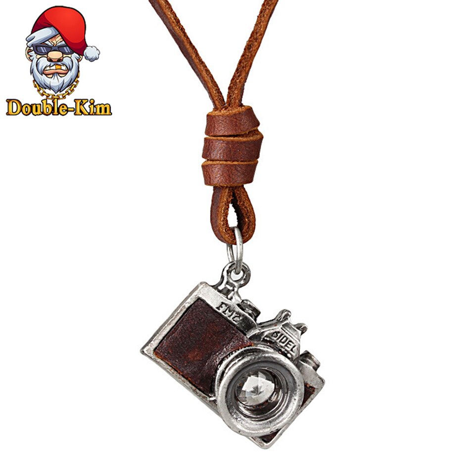 Macchina fotografica Del Pendente della Collana Degli Uomini di anca-salto musica rock Cultura di Strada di Titanio in Acciaio Inox Collana Cordoncino di Cuoio Gioielli Moda Uomo