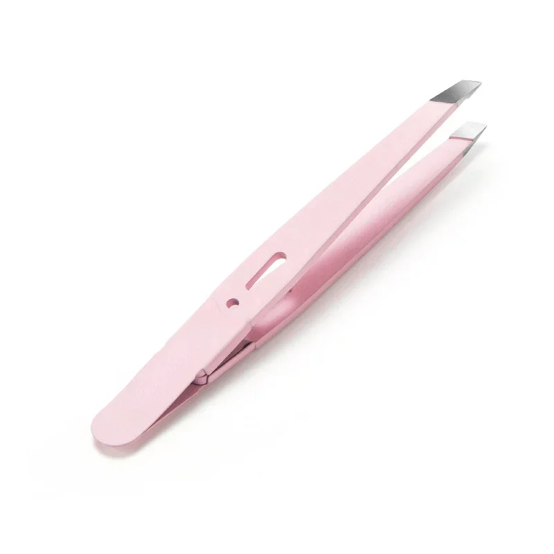 Clips Removal Steel Slanted Eye Eyebrow Tweezer Colorful Hair Beauty Fine Hairs Puller Stainless Brow Makeup Tools: Pink
