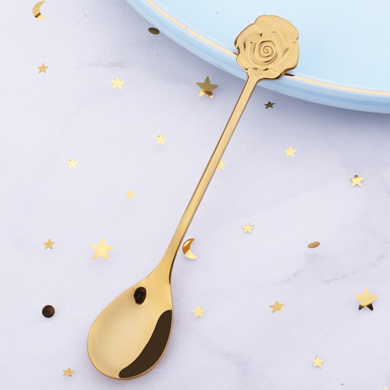 Long Handle Tea Coffee Mixing Spoon Dessert Vintage Teaspoons Drink Tableware Unique Shape Stainless Steel Kitchen Tools: E