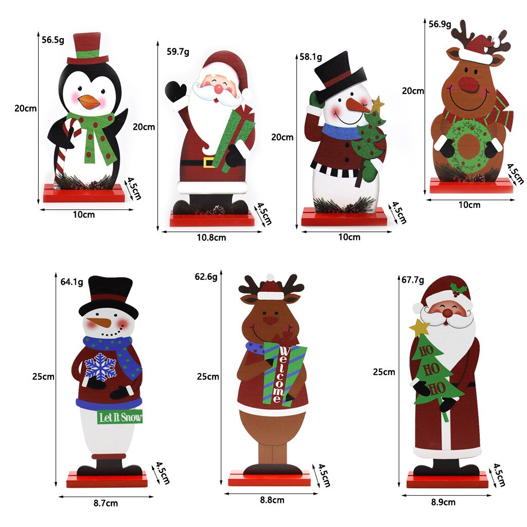 Christmas Festive Decorations Wooden Figure Ornaments Desktop Printing Ornaments