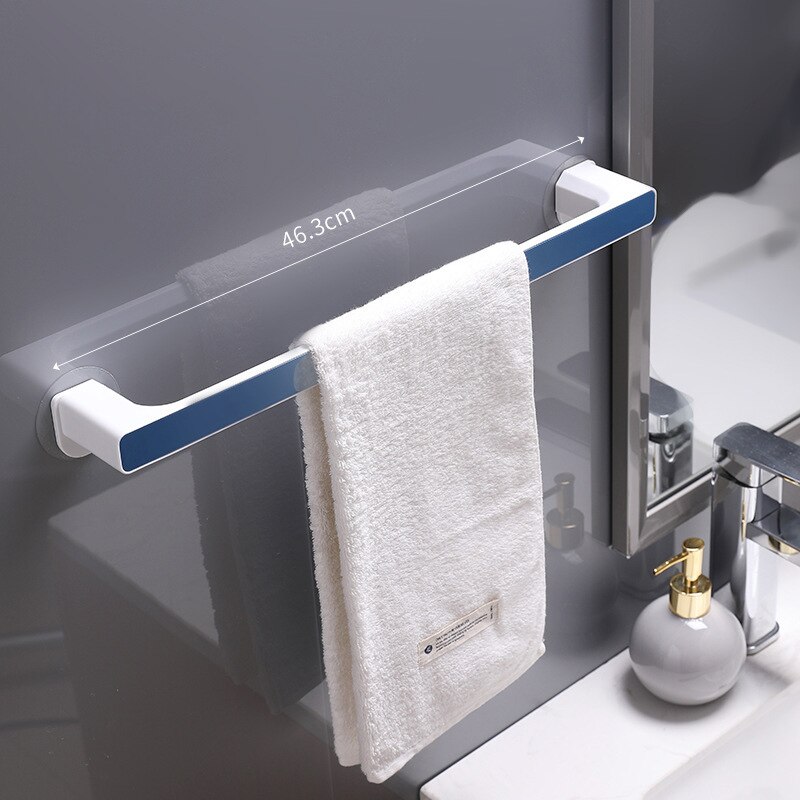 Selvklæbende håndklædeholder rack vægmonteret håndklædehænger badeværelse håndklædeholder hylde skoholder hængende badeværelse arrangør: Jeg er blå