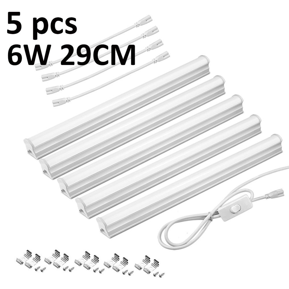 Lights For Kitchen AC 220V LED Bar light Lamp With EU Plug Switch Closet backlight 29cm 57cm led cocina cabinet lighting 6W 10W: 5 PCS 6W / White
