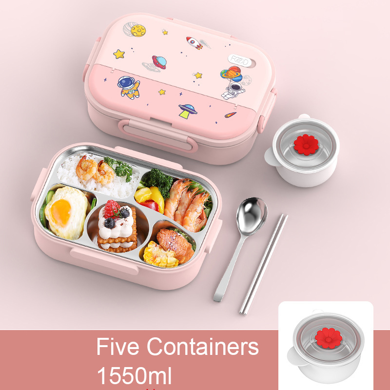 PizzAthome 316 Stainless Steel Lunch Box Food Grade Bento Box for Kids Adult Stackable 2 Layer Containers Leakproof Lunch Box: Pink