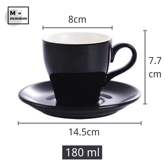 Bts-taza grande de cerámica para café, tazas de café con platillos, de Color sólido, para té, cambia de Color: black