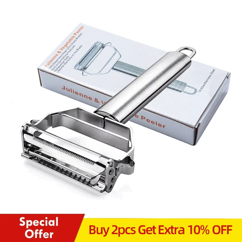 Stainless Steel Potato Cucumber Carrot Grater Julienne Peeler Vegetables Fruit Peeler Double Planing Grater Tools