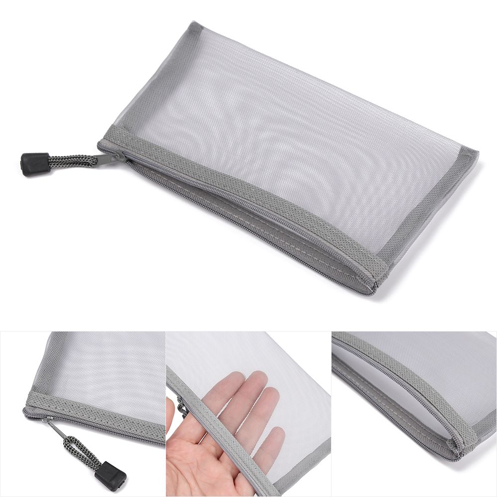 Simples transparente malha documento saco transparente zíper saco de papelaria saco de náilon lápis caso escritório estudante material escolar