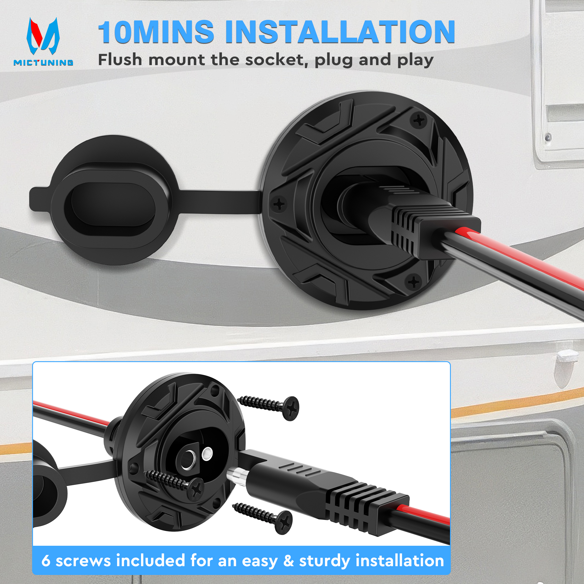 Sae-schnellanschlusskabelbaum 14 awg 30cm wasserdichtes sae-verlängerungskabel mit seitenwandanschluss für solarpanel-generator-batterieladegerät