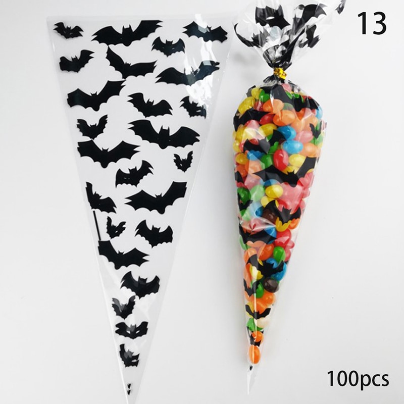 100pcs Transparent Süßigkeiten Verpackung Taschen Hochzeit Geburtstag Party Dekoration Süße Zellophan Candy Tasche Kegel Lagerung Verpackung Tasche: M