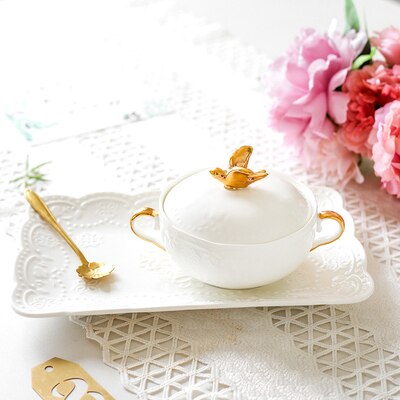 Bird's Nest Bowl Ceramic Covered Stewed Tremella Bowl Soup Bowl Dessert Bowl Continental Court Vintage Phnom Penh Ear Bowl: 05