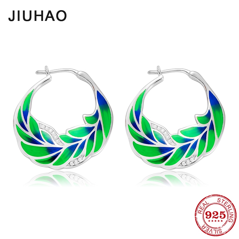 Liefde Natuur 925 Sterling Zilveren Oorbellen Groene Plant Enamel Earring Voor Vrouwen Oorbellen Crystal Cz Party Mode-sieraden