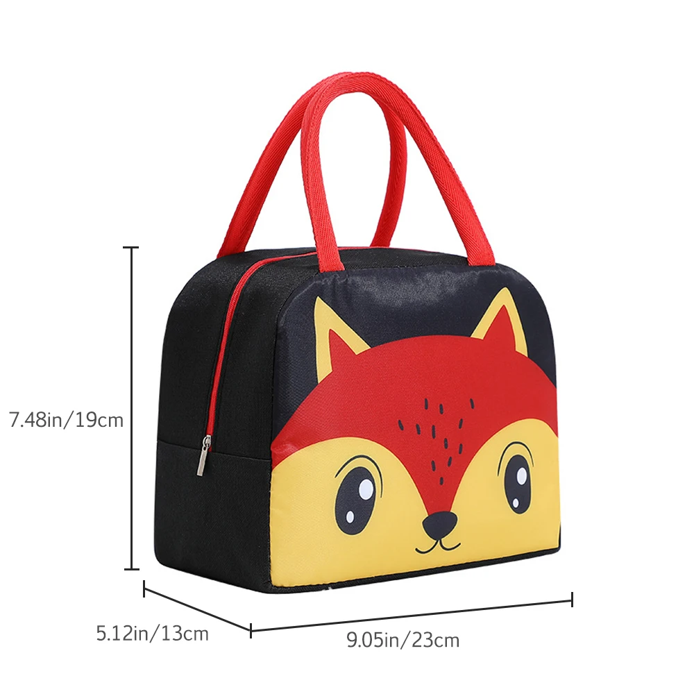 Cartoon Lunch Bag Portable Insulated Thermal Lunch Box Picnic Supplies Bags Milk Bottle For Women Girl Kids Children: black