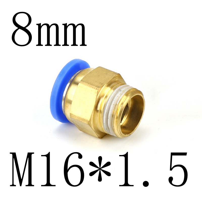 8mm Tube To M5 M6 M8 M10 M12 M14 M16 M20 Male Thread Straight One Touch Air Pneumatic Push In Pipe Fitting Quick Connector: PC8-M16x1.5