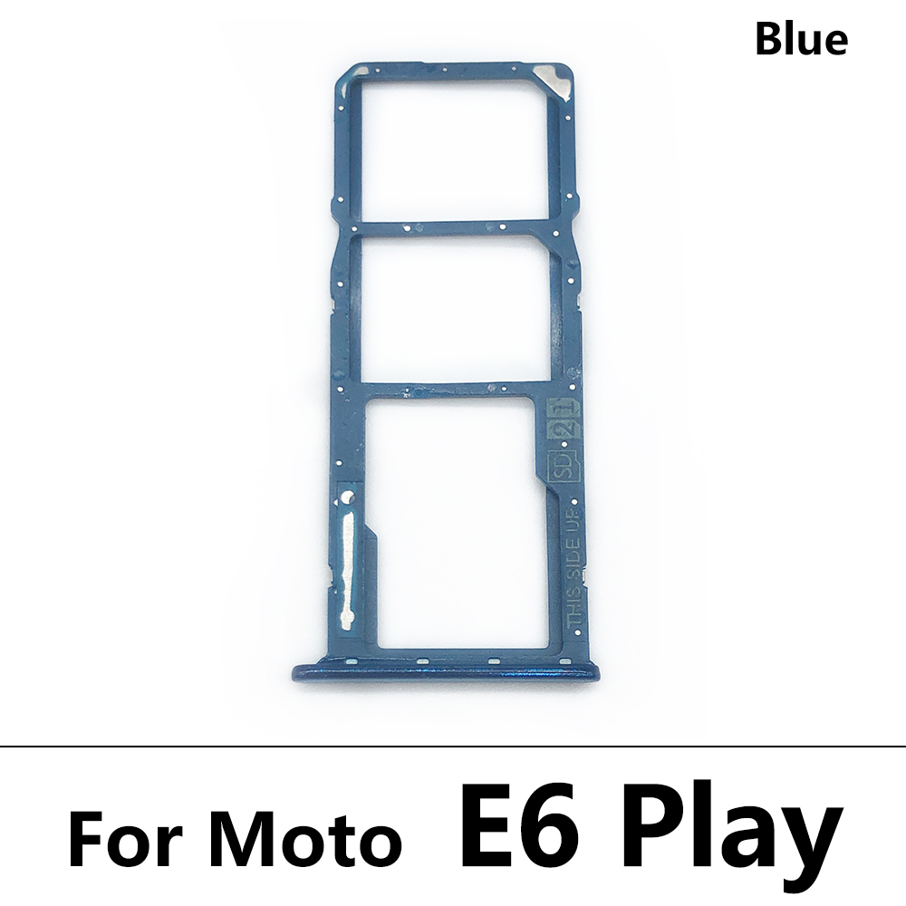 5 Stks/partij Sim Kaart Lade Voor Moto E6 Spelen E6S Een Actie Een Fusion Sim Card Slot Sd-kaart Lade houder Adapter Vervangende Onderdelen: E6 Play Blue