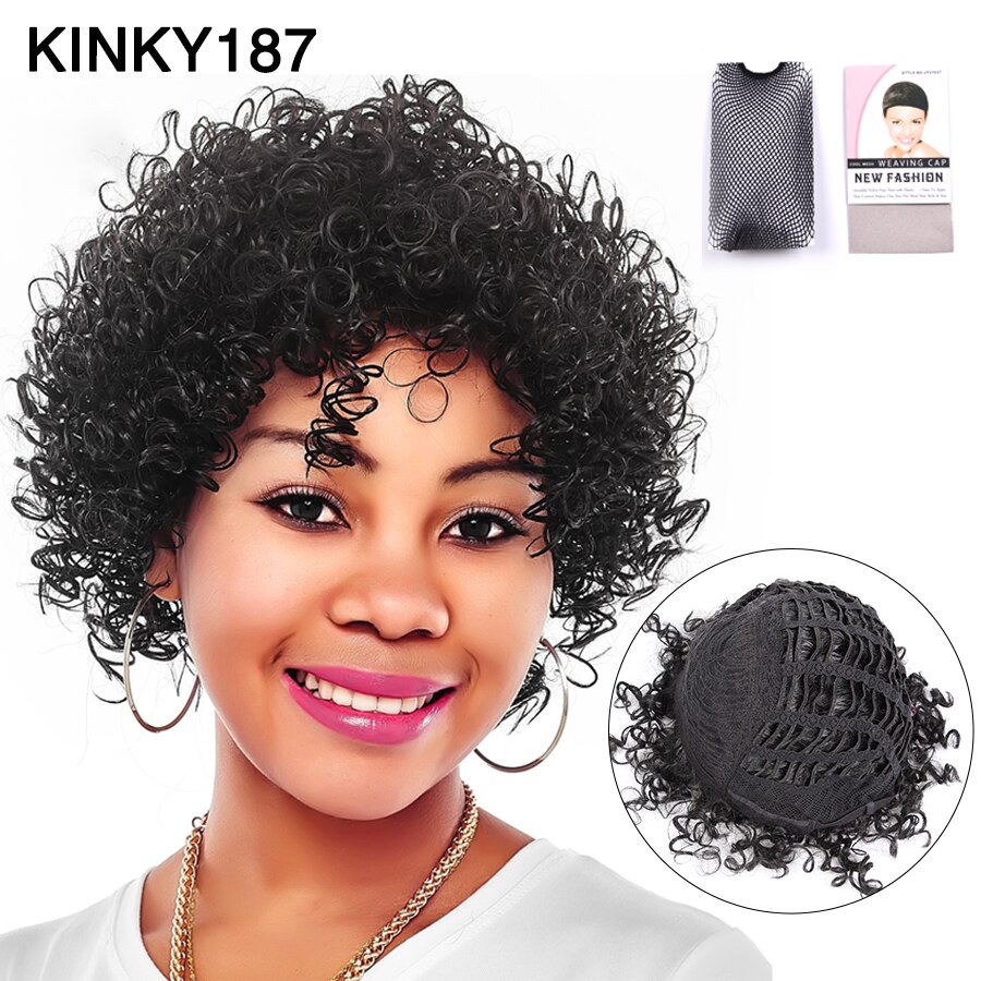 Leeons Natural Black Braided Wigs With Bangs Summer Short Wig For Women Box Braid African Wig Heat Resistant Synthetic Fiber: kinky wig