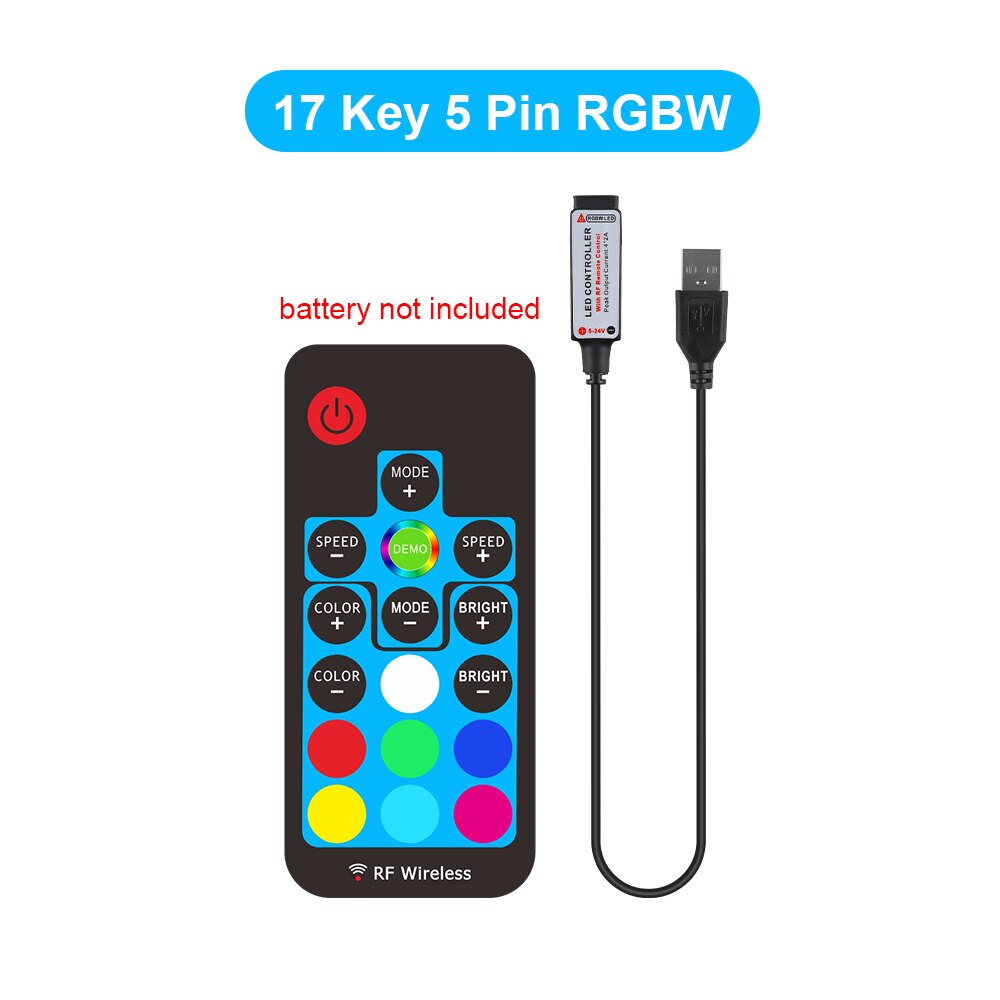 Usb ledet kontroller mini 3 nøkkel  rf 17 nøkkel musikk 20 nøkkel  ir 24 nøkkel, bluetooth app kontroll, rgbw 17 nøkkel til rgb ledet stripe lys fargeendring