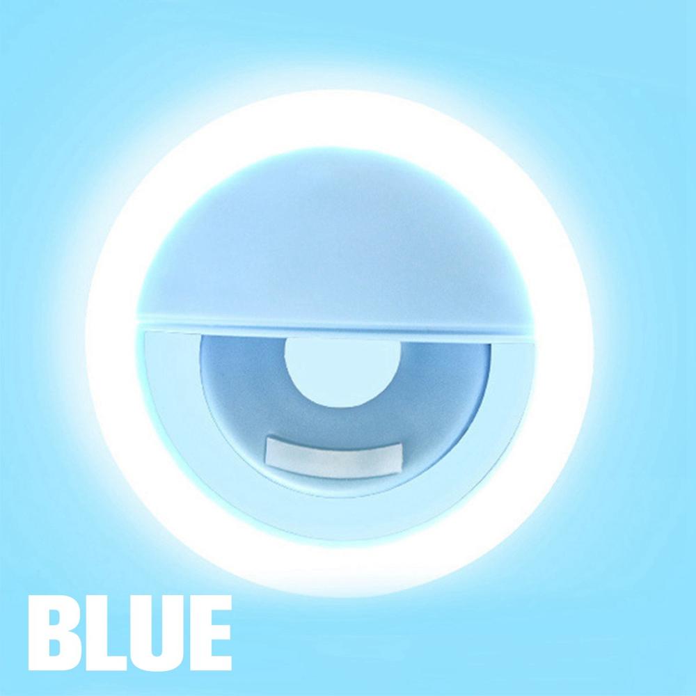 Selfie ring ljus nyhet smink belysning led selfie lampa mobiltelefoner foto nattlampa led spegel neon skylt selfie ring: Blå