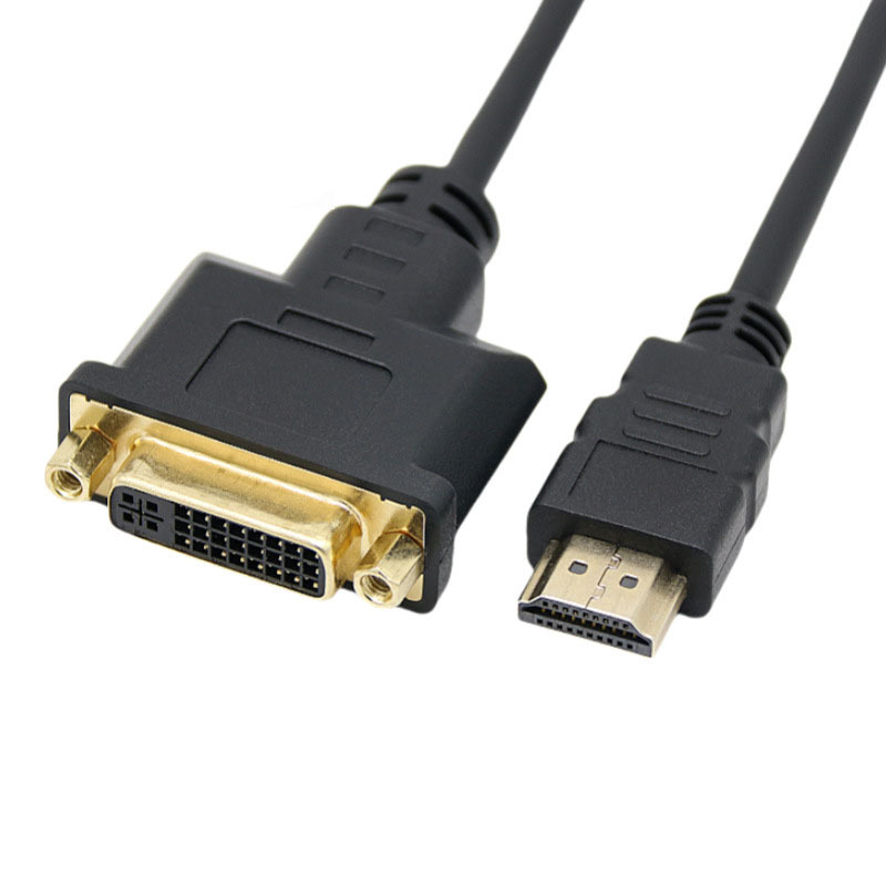 5 stk. dvi-d til vga hdmi-adapter dvi 24+1 25- bens dvi-d til hdmi-hun hd-skærm videokonverteringskabel 30cm til hdtv hd-projektor: Elfenben