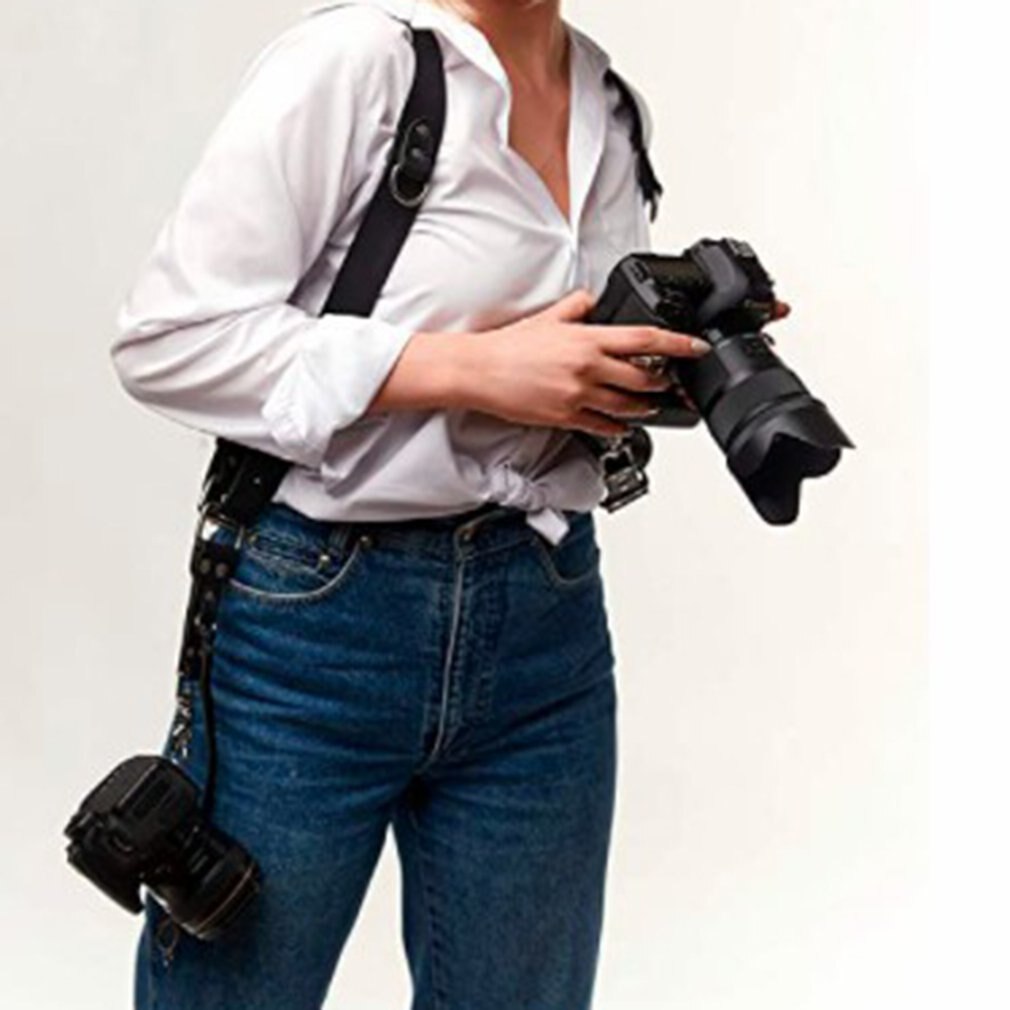Digital kamera rem læder dslr rem dobbelt skulderrem fotografering tilbehør kamera sele peak strap