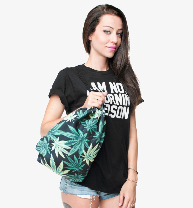 Hemp leaves backpack drawstring BAGS drawstring 3D printing softback bags Women's shoulder bag knapsack women Femtie