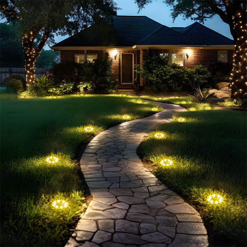 Luces solares de jardín de 8LED, disco de acera impermeable para exteriores, iluminación de paisaje empotrada en el suelo brillante para césped, Patio, camino, escalones de Patio: ROSE / 16-20 W