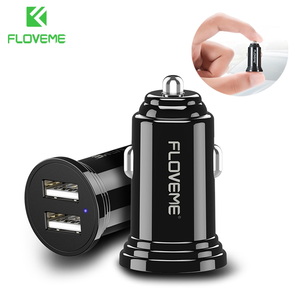 Floveme Autolader Voor Telefoon Mini Dual Usb Auto-Oplader 2.4A Fast Charger Voor Iphone 7 8 X Xs xiaomi Universele Auto Telefoon Oplader