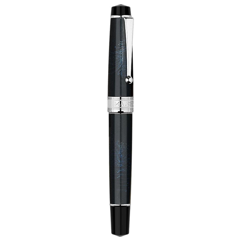 MAJOHN – stylo-plume à Piston T5, en métal Iridium EF/F/M, magnifique stylo à encre de grande capacité pour écriture, de bureau avec boîte: Bleu / EF 0.38mm