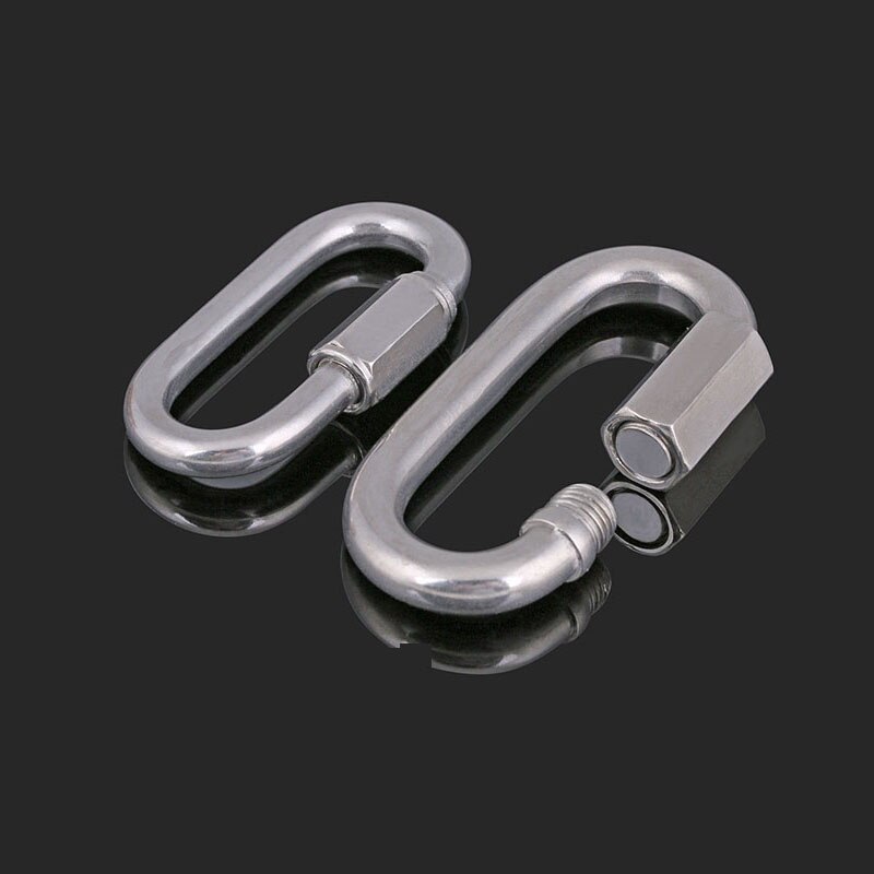 Carabiner Chain Buckle Stainless Steel Screw Lock Carabiner Quick Links Safety Snap Hook Chain Connecting Ring For Climbing Gear