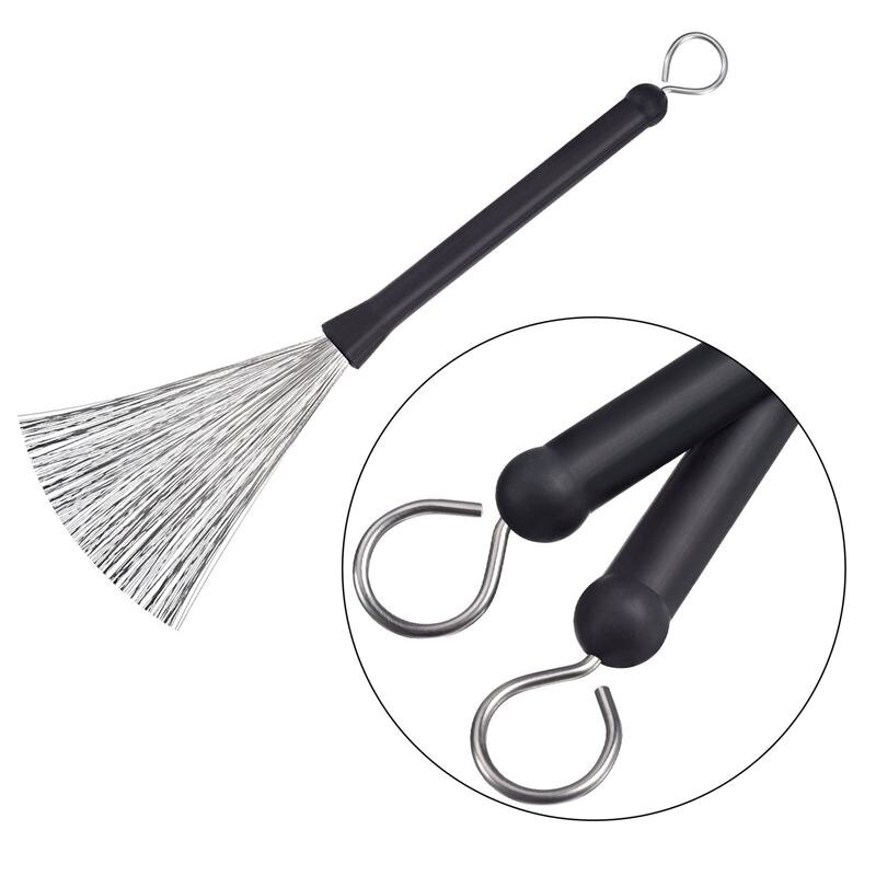 1 Pair Drum Brushes Retractable Wire Brushes Drums Drum Sticks Brush + 1 Pair Rods Drum Brushes Sticks Drum Stick Set