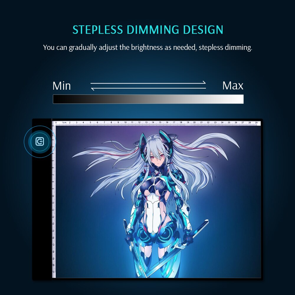 A4 LED Light Box Drawing Tablet - 1366 Pressure Levels - USB Graphics Pad - Acrylic Panel
