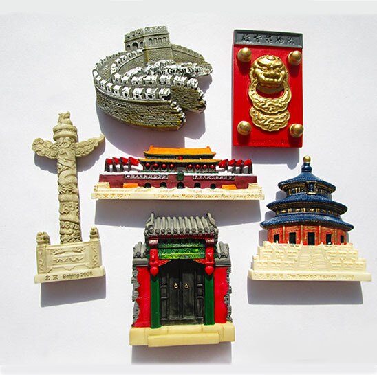 Great Wall with Chinese Characteristics Beijing Tiananmen Square Tourist Souvenir Resin 3D Resin Tourist Refrigerator Magnet