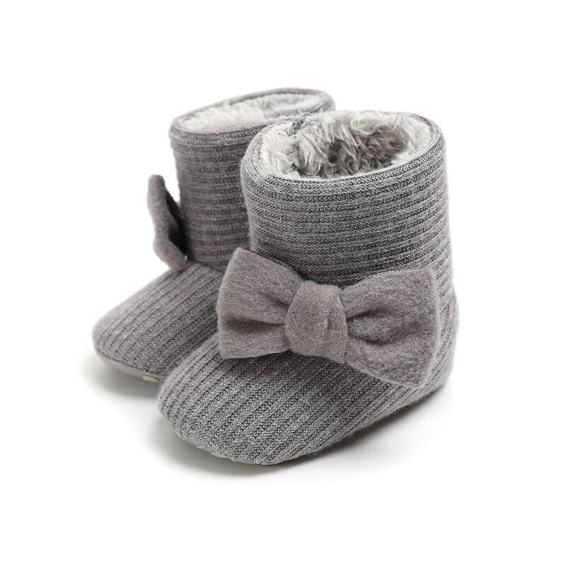 Warmom-Botas de algodón gruesas de terciopelo para bebé, botas de nieve, zapatos de bebé, suela suave, zapatos para bebé de 0 a 1 años: Gris / 13CM