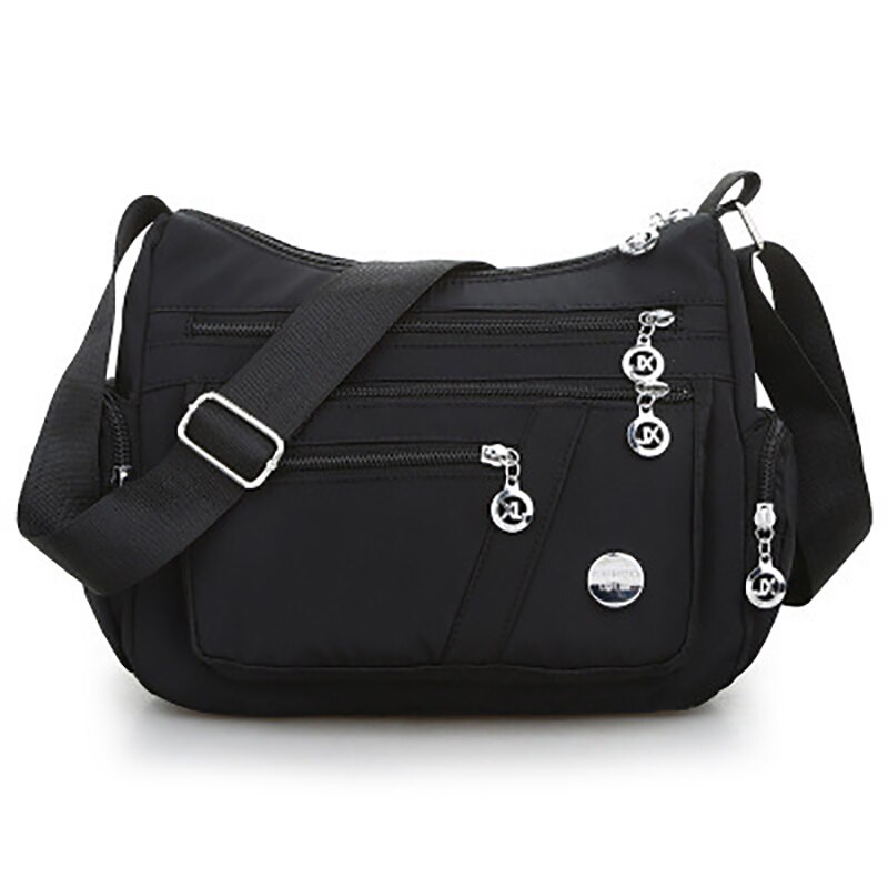 Mode Vrouwen Schouder Messenger Bag Nylon Oxford Lichtgewicht Waterdichte Rits Pakket Grote Capaciteit Reizen Crossbody Tas: Black