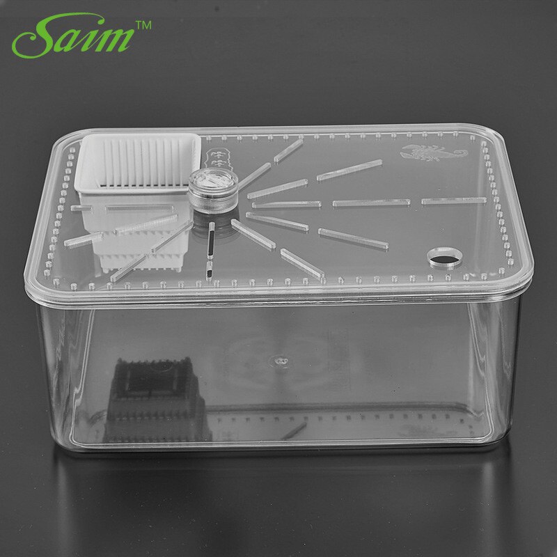 Saim Acrylic Turtle Feeding Tank Reptile Drying Platform With Plastic Basin Turtle Climbing Tank Desktop Fish Tank Feeding Box