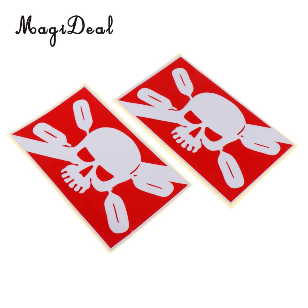 Pack 2 Large Reflective Skull, Diver Down, Fish Skeleton Sticker Decal for Scuba Diving, Snorkeling, Spearfishing, Freediving: White Skull