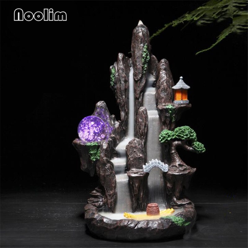 Resin High Mountain Waterfall Backflow Incense Burner Meditation Smoke Waterfall Aromatherapy Censer Home Decor Ornaments: 3